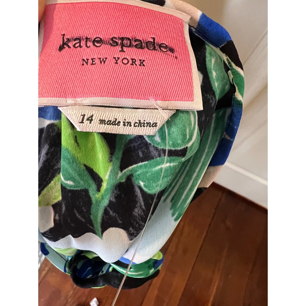 Kate Spade NewYork Full Bloom Floral Flutter Sleeve Tie Waist Mini Dress size 14 - Picture 12 of 12